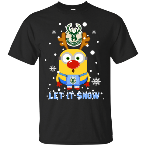 Minion Milwaukee Bucks Ugly Christmas Sweaters Let It Snow Cotton T-Shirt - The White Eagles Minion Milwaukee Bucks Ugly Christmas Sweaters Let It Snow Cotton T-Shirt - The White Eagles