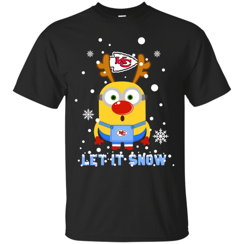 Minion Kansas City Chiefs Ugly Christmas Sweaters Let It Snow Cotton T-Shirt - The White Eagles Minion Kansas City Chiefs Ugly Christmas Sweaters Let It Snow Cotton T-Shirt - The White Eagles