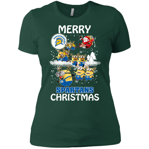 San Jose State Spartans Ugly Christmas Sweaters Minions Santa Claus Merry Christmas Ladies' Shirt - The White Eagles San Jose State Spartans Ugly Christmas Sweaters Minions Santa Claus Merry Christmas Ladies' Shirt - The White Eagles