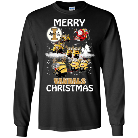 Idaho Vandals Ugly Christmas Sweaters Minions Santa Claus Merry Christmas LS Cotton T-Shirt - The White Eagles Idaho Vandals Ugly Christmas Sweaters Minions Santa Claus Merry Christmas LS Cotton T-Shirt - The White Eagles