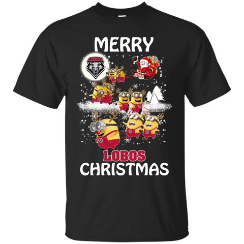 New Mexico Lobos Ugly Christmas Sweaters Minions Santa Claus Merry Christmas Cotton T-Shirt - The White Eagles New Mexico Lobos Ugly Christmas Sweaters Minions Santa Claus Merry Christmas Cotton T-Shirt - The White Eagles