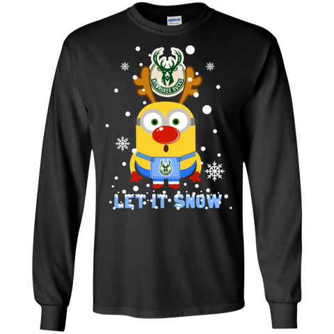 Minion Milwaukee Bucks Ugly Christmas Sweaters Let It Snow LS Cotton T-Shirt - The White Eagles Minion Milwaukee Bucks Ugly Christmas Sweaters Let It Snow LS Cotton T-Shirt - The White Eagles