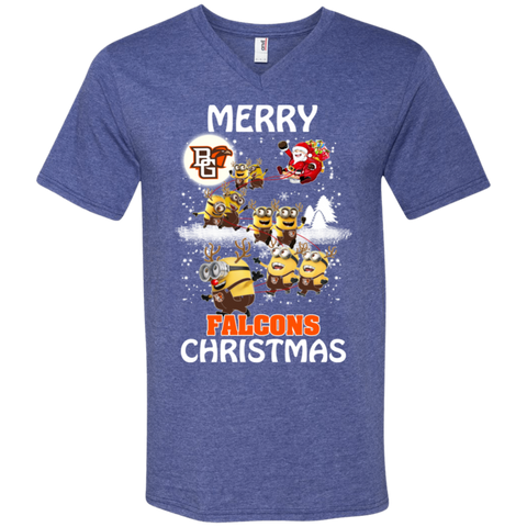 Bowling Green Falcons Ugly Christmas Sweaters Minions Santa Claus Merry Christmas Men's V-Neck T-Shirt - The White Eagles Bowling Green Falcons Ugly Christmas Sweaters Minions Santa Claus Merry Christmas Men's V-Neck T-Shirt - The White Eagles
