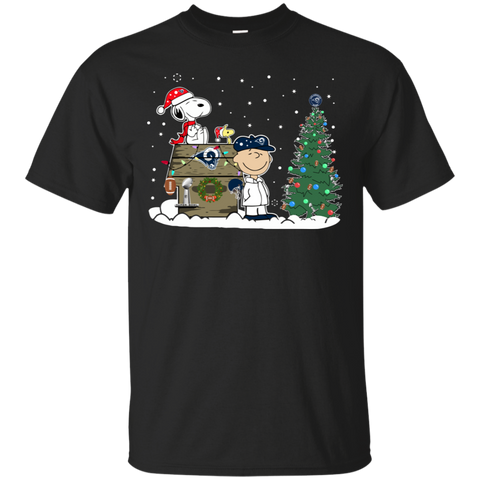 Los Angeles Rams Snoopy The Peanuts Ugly Christmas Sweater Super Bowl Cotton T-Shirt - The White Eagles Los Angeles Rams Snoopy The Peanuts Ugly Christmas Sweater Super Bowl Cotton T-Shirt - The White Eagles