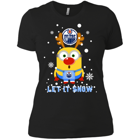 Minion Edmonton Oilers Ugly Christmas Sweaters Let It Snow Ladies' Shirt - The White Eagles Minion Edmonton Oilers Ugly Christmas Sweaters Let It Snow Ladies' Shirt - The White Eagles