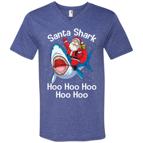 Santa Shark Hoo Hoo Hoo Hoo Hoo Christmas Ugly Christmas Sweater Men's V-Neck T-Shirt - The White Eagles Santa Shark Hoo Hoo Hoo Hoo Hoo Christmas Ugly Christmas Sweater Men's V-Neck T-Shirt - The White Eagles
