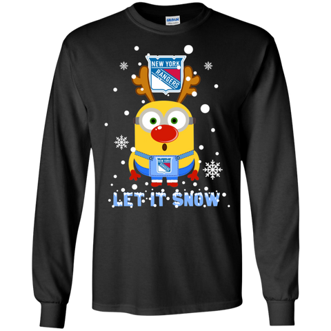 Minion New York Rangers Ugly Christmas Sweaters Let It Snow LS Cotton T-Shirt - The White Eagles Minion New York Rangers Ugly Christmas Sweaters Let It Snow LS Cotton T-Shirt - The White Eagles