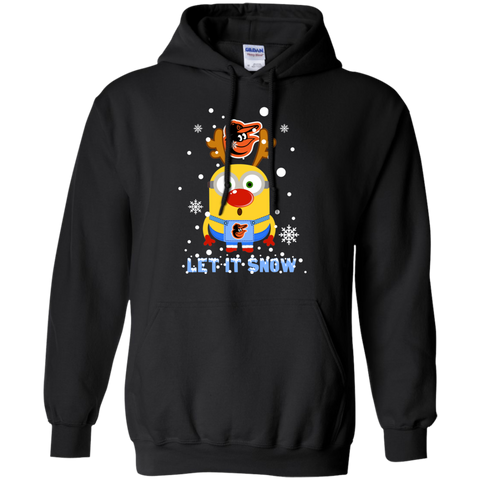 Minion Baltimore Orioles Ugly Christmas Sweaters Let It Snow Hoodie - The White Eagles Minion Baltimore Orioles Ugly Christmas Sweaters Let It Snow Hoodie - The White Eagles