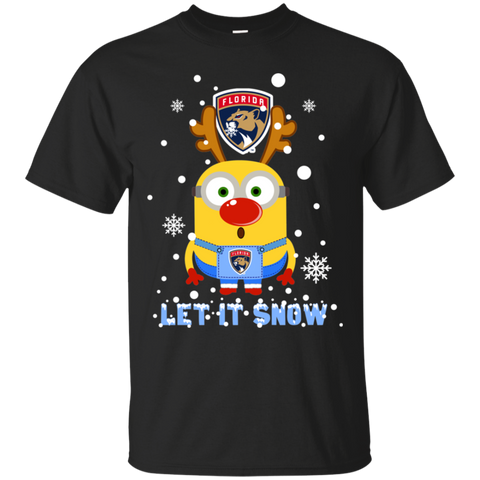 Minion Florida Panthers Ugly Christmas Sweaters Let It Snow Cotton T-Shirt - The White Eagles Minion Florida Panthers Ugly Christmas Sweaters Let It Snow Cotton T-Shirt - The White Eagles