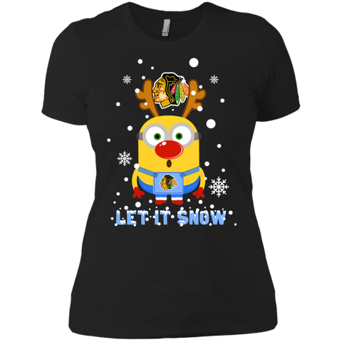 Minion Chicago Blackhawks Ugly Christmas Sweaters Let It Snow Ladies' Shirt - The White Eagles Minion Chicago Blackhawks Ugly Christmas Sweaters Let It Snow Ladies' Shirt - The White Eagles