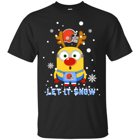 Minion Cleveland Browns Ugly Christmas Sweaters Let It Snow Cotton T-Shirt - The White Eagles Minion Cleveland Browns Ugly Christmas Sweaters Let It Snow Cotton T-Shirt - The White Eagles