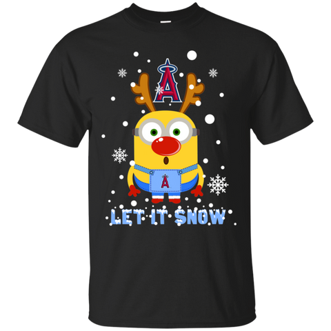 Minion Los Angeles Angels Ugly Christmas Sweaters Let It Snow Cotton T-Shirt - The White Eagles Minion Los Angeles Angels Ugly Christmas Sweaters Let It Snow Cotton T-Shirt - The White Eagles