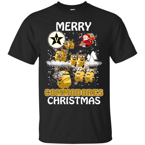 Vanderbilt Commodores Ugly Christmas Sweaters Minions Santa Claus Merry Christmas Cotton T-Shirt - The White Eagles Vanderbilt Commodores Ugly Christmas Sweaters Minions Santa Claus Merry Christmas Cotton T-Shirt - The White Eagles