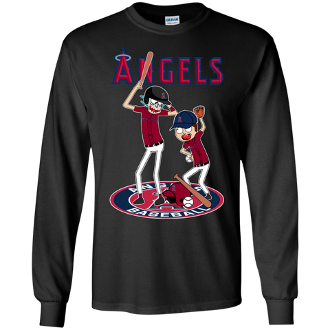 Los Angeles Angels Baseball Rick And Morty LS Cotton T-Shirt - The White Eagles Los Angeles Angels Baseball Rick And Morty LS Cotton T-Shirt - The White Eagles