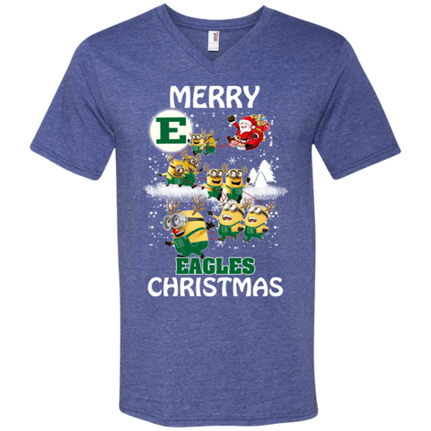 Eastern Michigan Eagles Ugly Christmas Sweaters Minions Santa Claus Merry Christmas Men's V-Neck T-Shirt - The White Eagles Eastern Michigan Eagles Ugly Christmas Sweaters Minions Santa Claus Merry Christmas Men's V-Neck T-Shirt - The White Eagles