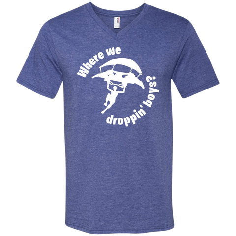 Fortnite Where We Droppin Men's V-Neck T-Shirt - The White Eagles Fortnite Where We Droppin Men's V-Neck T-Shirt - The White Eagles