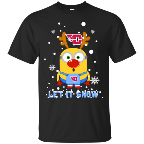 Minion Dayton Flyers Ugly Christmas Sweaters Let It Snow Cotton T-Shirt - The White Eagles Minion Dayton Flyers Ugly Christmas Sweaters Let It Snow Cotton T-Shirt - The White Eagles