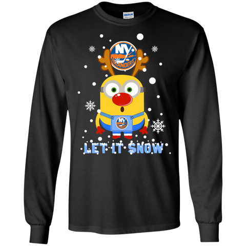 Minion New York Islanders Ugly Christmas Sweaters Let It Snow LS Cotton T-Shirt - The White Eagles Minion New York Islanders Ugly Christmas Sweaters Let It Snow LS Cotton T-Shirt - The White Eagles