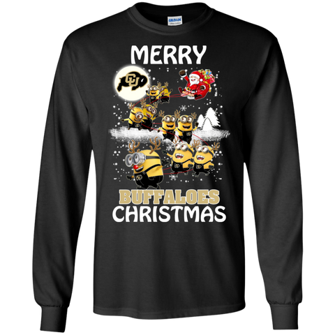 Colorado Buffaloes Ugly Christmas Sweaters Minions Santa Claus Merry Christmas LS Cotton T-Shirt - The White Eagles Colorado Buffaloes Ugly Christmas Sweaters Minions Santa Claus Merry Christmas LS Cotton T-Shirt - The White Eagles