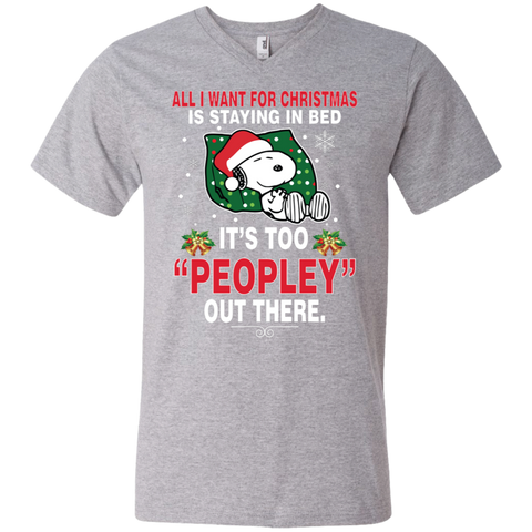 I Want For Christmas Is Staying In Bed Snoopy The Peanuts Movie Men's V-Neck T-Shirt - The White Eagles I Want For Christmas Is Staying In Bed Snoopy The Peanuts Movie Men's V-Neck T-Shirt - The White Eagles