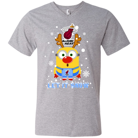 Minion Miami Heat Ugly Christmas Sweaters Let It Snow Men's V-Neck T-Shirt - The White Eagles Minion Miami Heat Ugly Christmas Sweaters Let It Snow Men's V-Neck T-Shirt - The White Eagles