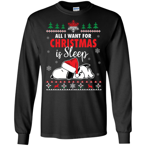 All I Want For Christmas Is Sleep Snoopy The Peanuts Movie LS Cotton T-Shirt - The White Eagles All I Want For Christmas Is Sleep Snoopy The Peanuts Movie LS Cotton T-Shirt - The White Eagles