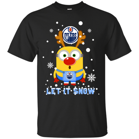 Minion Edmonton Oilers Ugly Christmas Sweaters Let It Snow Cotton T-Shirt - The White Eagles Minion Edmonton Oilers Ugly Christmas Sweaters Let It Snow Cotton T-Shirt - The White Eagles