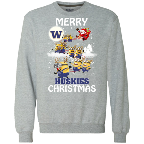 Washington Huskies Ugly Christmas Sweaters Minions Santa Claus Merry Christmas Sweatshirt - The White Eagles Washington Huskies Ugly Christmas Sweaters Minions Santa Claus Merry Christmas Sweatshirt - The White Eagles