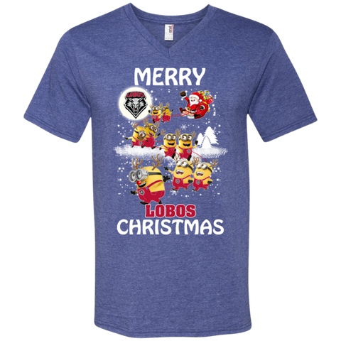 New Mexico Lobos Ugly Christmas Sweaters Minions Santa Claus Merry Christmas Men's V-Neck T-Shirt - The White Eagles New Mexico Lobos Ugly Christmas Sweaters Minions Santa Claus Merry Christmas Men's V-Neck T-Shirt - The White Eagles