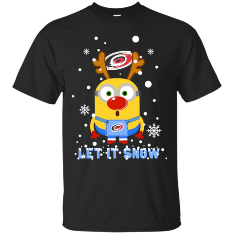 Minion Carolina Hurricanes Ugly Christmas Sweaters Let It Snow Cotton T-Shirt - The White Eagles Minion Carolina Hurricanes Ugly Christmas Sweaters Let It Snow Cotton T-Shirt - The White Eagles