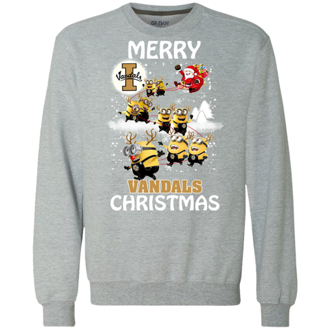 Idaho Vandals Ugly Christmas Sweaters Minions Santa Claus Merry Christmas Sweatshirt - The White Eagles Idaho Vandals Ugly Christmas Sweaters Minions Santa Claus Merry Christmas Sweatshirt - The White Eagles