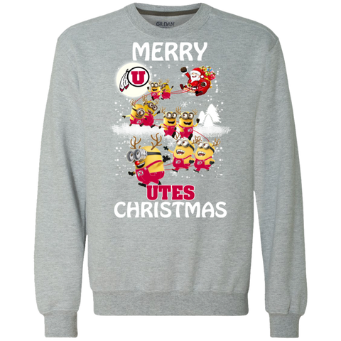 Utah Utes Ugly Christmas Sweaters Minions Santa Claus Merry Christmas Sweatshirt - The White Eagles Utah Utes Ugly Christmas Sweaters Minions Santa Claus Merry Christmas Sweatshirt - The White Eagles