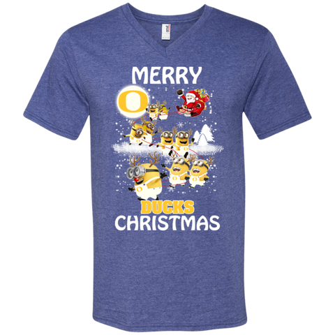 Oregon Ducks Ugly Christmas Sweaters Minions Santa Claus Merry Christmas Men's V-Neck T-Shirt - The White Eagles Oregon Ducks Ugly Christmas Sweaters Minions Santa Claus Merry Christmas Men's V-Neck T-Shirt - The White Eagles
