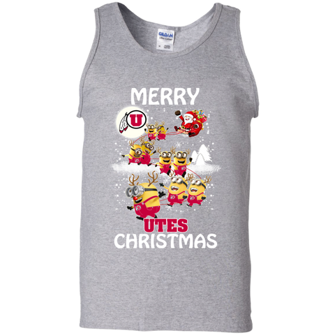 Utah Utes Ugly Christmas Sweaters Minions Santa Claus Merry Christmas Tank Top - The White Eagles Utah Utes Ugly Christmas Sweaters Minions Santa Claus Merry Christmas Tank Top - The White Eagles