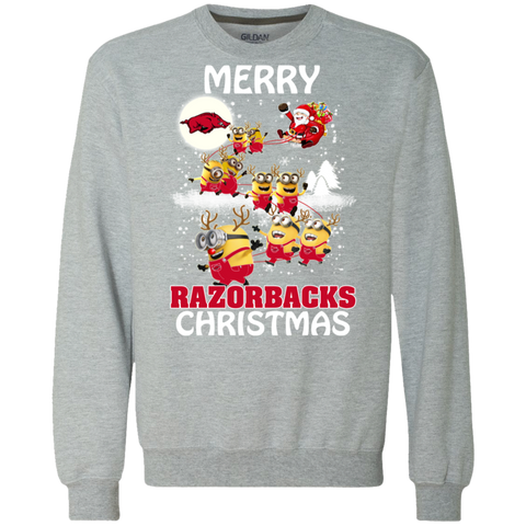 Arkansas Razorback Ugly Christmas Sweaters Minions Santa Claus Merry Christmas Sweatshirt - The White Eagles Arkansas Razorback Ugly Christmas Sweaters Minions Santa Claus Merry Christmas Sweatshirt - The White Eagles