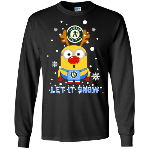 Minion Oakland Athl Ugly Christmas Sweaters Let It Snow LS Cotton T-Shirt - The White Eagles Minion Oakland Athl Ugly Christmas Sweaters Let It Snow LS Cotton T-Shirt - The White Eagles