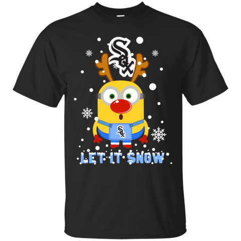 Minion Chicago White Sox Ugly Christmas Sweaters Let It Snow Cotton T-Shirt - The White Eagles Minion Chicago White Sox Ugly Christmas Sweaters Let It Snow Cotton T-Shirt - The White Eagles
