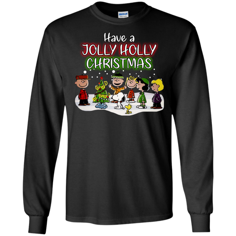 Have A Jolly Holly Christmas The Peanuts Movie Snoopy Charlie Brown Woodstock LS Cotton T-Shirt - The White Eagles Have A Jolly Holly Christmas The Peanuts Movie Snoopy Charlie Brown Woodstock LS Cotton T-Shirt - The White Eagles