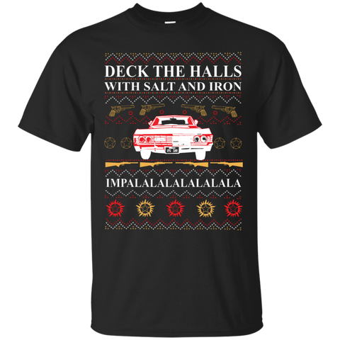 Deck The Halls With Salt And Iron Ugly Christmas Sweater Cotton T-Shirt - The White Eagles Deck The Halls With Salt And Iron Ugly Christmas Sweater Cotton T-Shirt - The White Eagles
