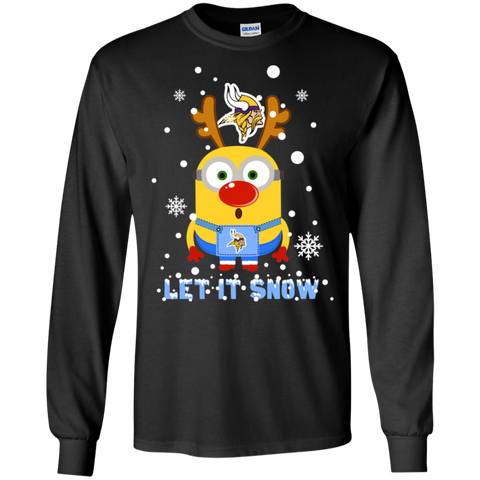 Minion Minnesota Vikings Ugly Christmas Sweaters Let It Snow LS Cotton T-Shirt - The White Eagles Minion Minnesota Vikings Ugly Christmas Sweaters Let It Snow LS Cotton T-Shirt - The White Eagles