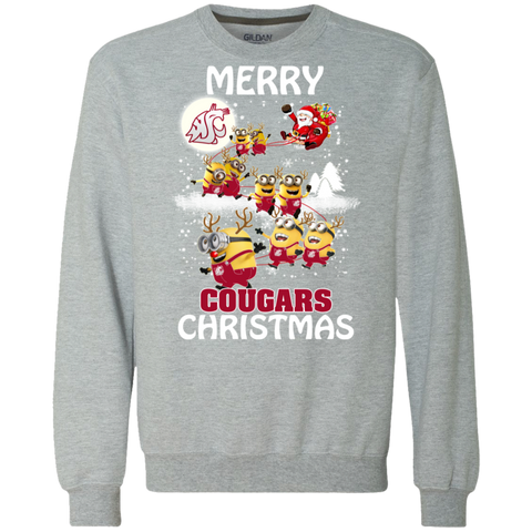 Washington State Cougars Ugly Christmas Sweaters Minions Santa Claus Merry Christmas Sweatshirt - The White Eagles Washington State Cougars Ugly Christmas Sweaters Minions Santa Claus Merry Christmas Sweatshirt - The White Eagles