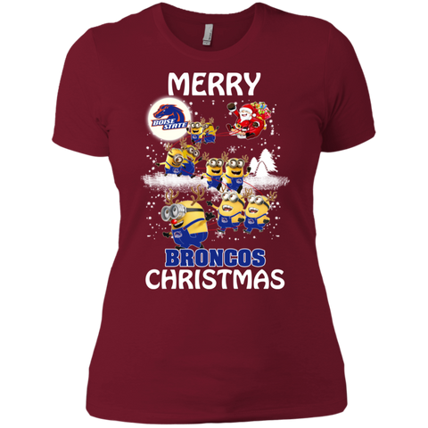 Boise State Broncos Ugly Christmas Sweaters Minions Santa Claus Merry Christmas Ladies' Shirt - The White Eagles Boise State Broncos Ugly Christmas Sweaters Minions Santa Claus Merry Christmas Ladies' Shirt - The White Eagles