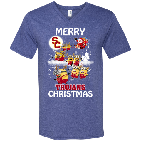 Usc Trojans Ugly Christmas Sweaters Minions Santa Claus Merry Christmas Men's V-Neck T-Shirt - The White Eagles Usc Trojans Ugly Christmas Sweaters Minions Santa Claus Merry Christmas Men's V-Neck T-Shirt - The White Eagles