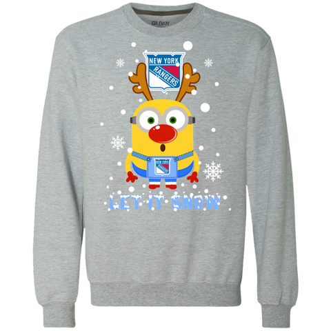 Minion New York Rangers Ugly Christmas Sweaters Let It Snow Sweatshirt - The White Eagles Minion New York Rangers Ugly Christmas Sweaters Let It Snow Sweatshirt - The White Eagles