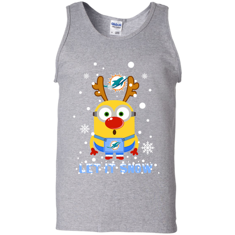 Minion Miami Dolphins Ugly Christmas Sweaters Let It Snow Tank Top - The White Eagles Minion Miami Dolphins Ugly Christmas Sweaters Let It Snow Tank Top - The White Eagles