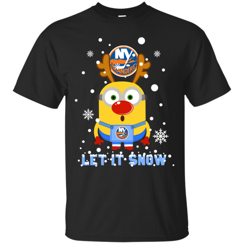 Minion New York Islanders Ugly Christmas Sweaters Let It Snow Cotton T-Shirt - The White Eagles Minion New York Islanders Ugly Christmas Sweaters Let It Snow Cotton T-Shirt - The White Eagles