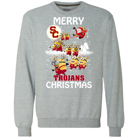 Usc Trojans Ugly Christmas Sweaters Minions Santa Claus Merry Christmas Sweatshirt - The White Eagles Usc Trojans Ugly Christmas Sweaters Minions Santa Claus Merry Christmas Sweatshirt - The White Eagles