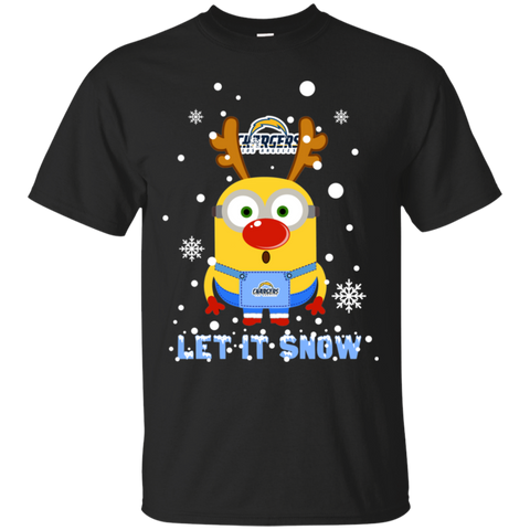 Minion Los Angeles Chargers Ugly Christmas Sweaters Let It Snow Cotton T-Shirt - The White Eagles Minion Los Angeles Chargers Ugly Christmas Sweaters Let It Snow Cotton T-Shirt - The White Eagles