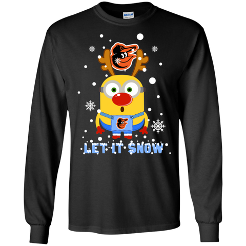 Minion Baltimore Orioles Ugly Christmas Sweaters Let It Snow LS Cotton T-Shirt - The White Eagles Minion Baltimore Orioles Ugly Christmas Sweaters Let It Snow LS Cotton T-Shirt - The White Eagles