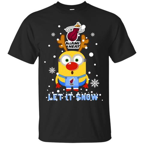 Minion Miami Heat Ugly Christmas Sweaters Let It Snow Cotton T-Shirt - The White Eagles Minion Miami Heat Ugly Christmas Sweaters Let It Snow Cotton T-Shirt - The White Eagles